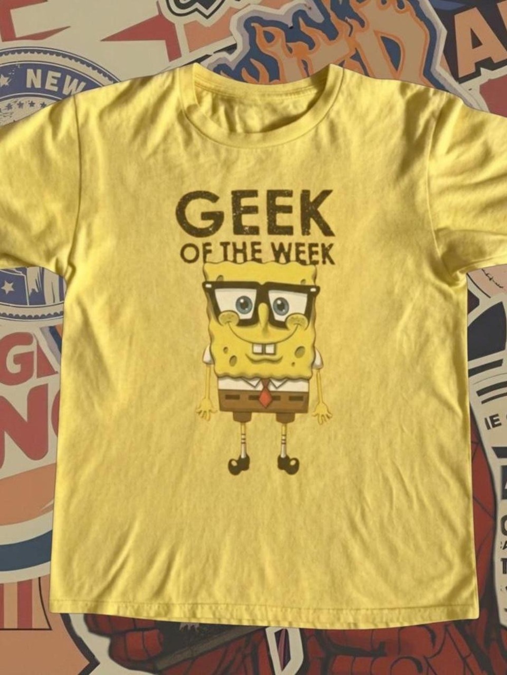 Gildan Yellow "Geek of the Week" Sponge Character T-Shirt
